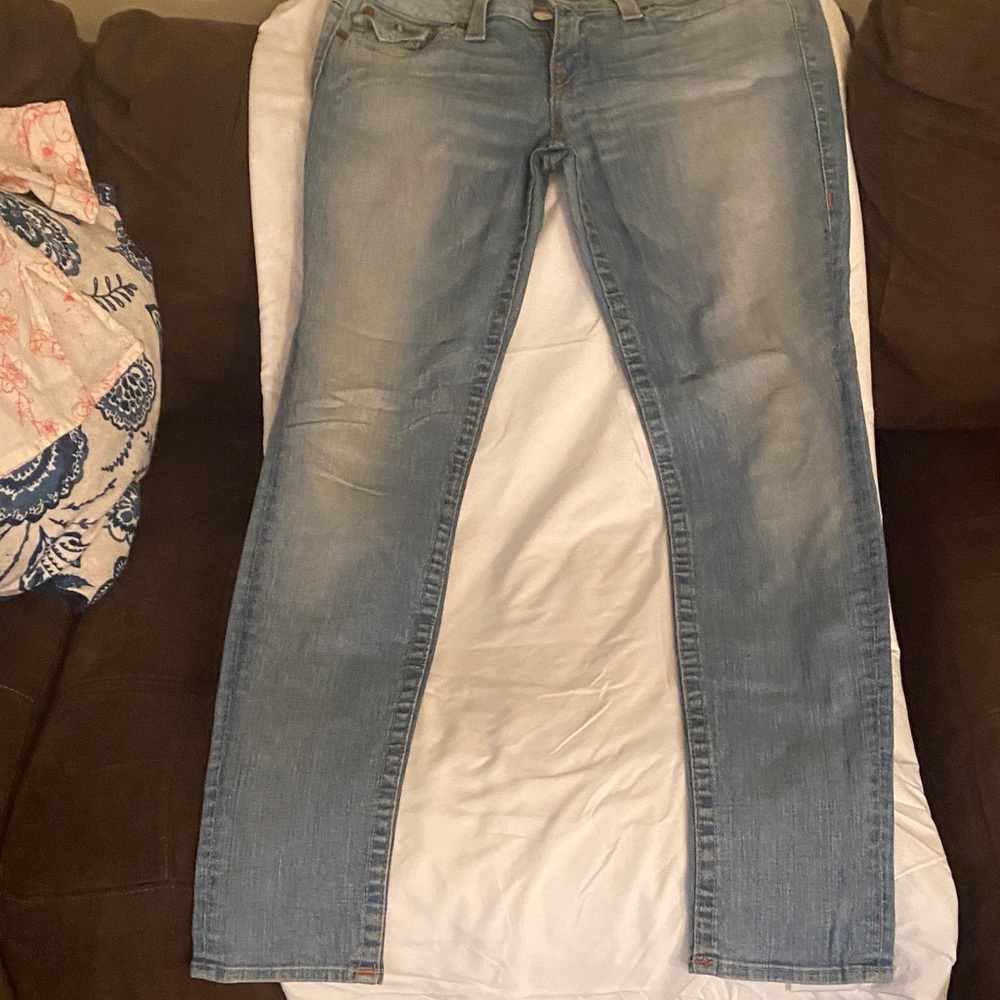 True Religion Women's Light Blue Straight Leg Jeans